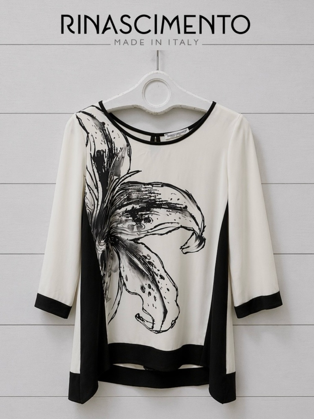Floral Contrast Blouse – Rinascimento – Made in Italy size M